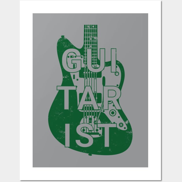 Guitarist Electric Guitar Body Dark Green Color Wall Art by nightsworthy